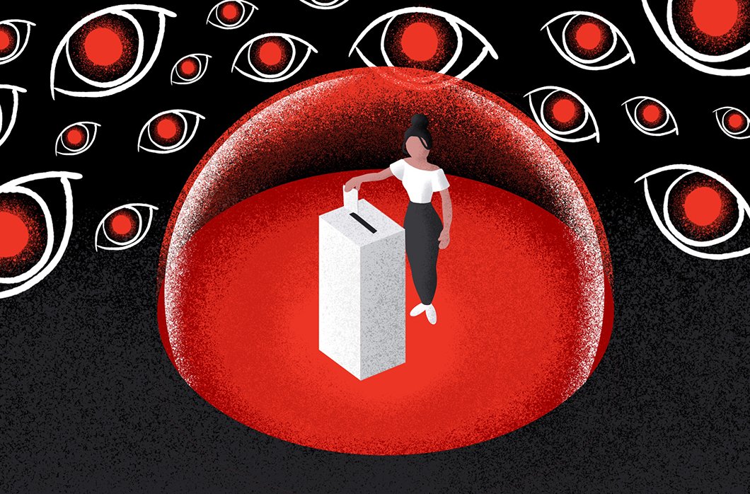 Black And Red Illustration Of Person Voting
